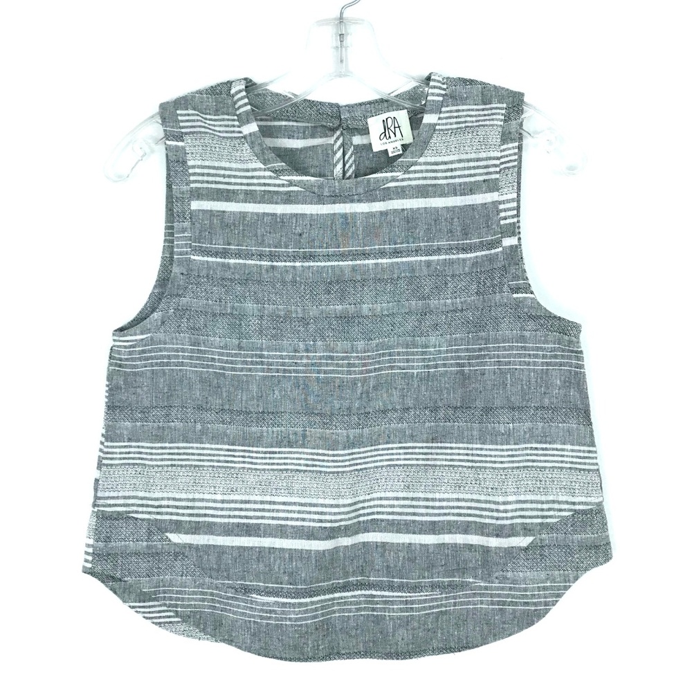 Sleeveless Striped Crop Top in Gray